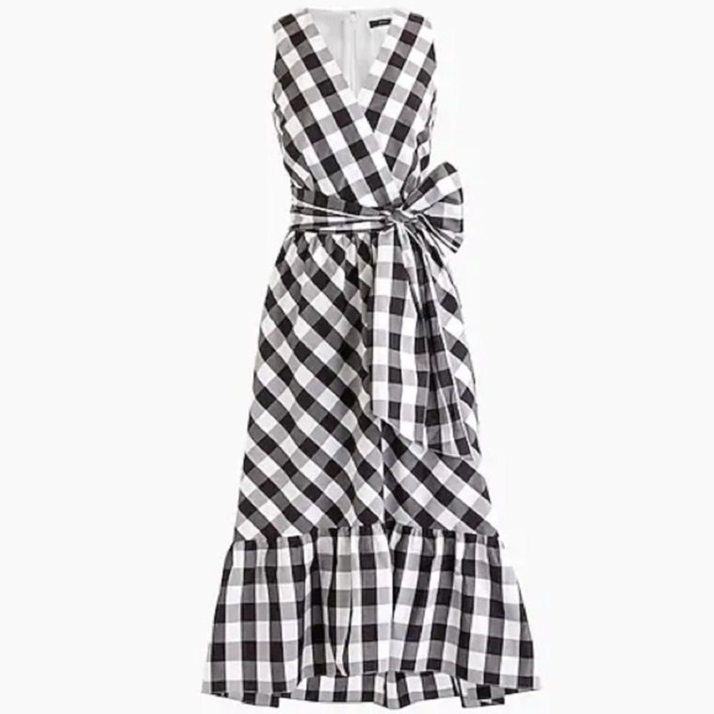 NWT J. Crew Faux Wrap Midi Dress Gingham Sz.14